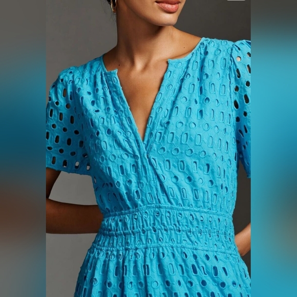 EUC Anthropologie Somerset Eyelet Maxi Dress Sky Blue Size XS - Picture 3 of 15
